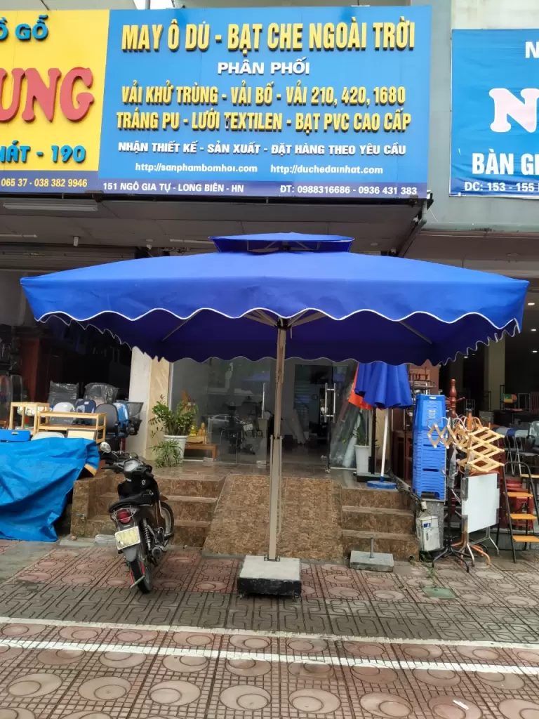 Dù lệch tâm vuông xanh da trời 3m x 3m 2 tầng