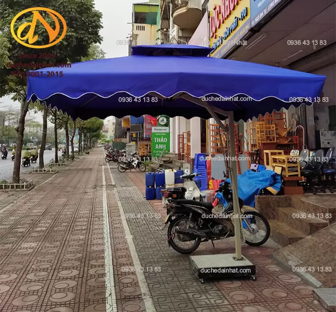 Dù lệch tâm vuông xanh da trời 3m x 3m 2 tầng