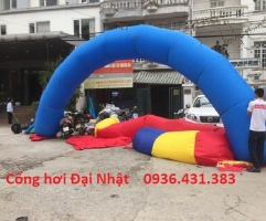 Cổng hơi màu xanh trơn đường kính 10m
