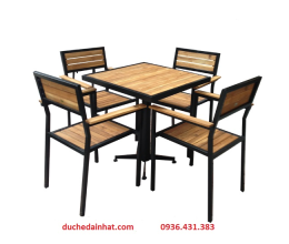 Bàn ghế gỗ chân sắt