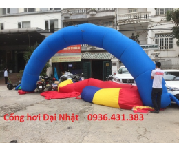 Cổng hơi màu xanh trơn đường kính 10m