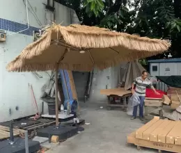 Dù che lệch tâm vuông 3m x 3m giả rơm 2 tầng