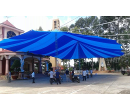 Dù che sân trường - dù elip dòng dọc 2 mái