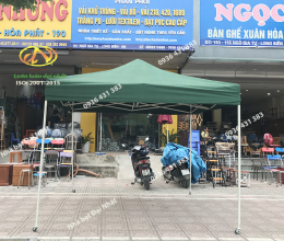 Nhà bạt di động 3x3 - Màu xanh lá - có bánh xe